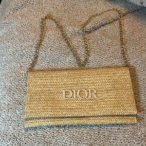 Dior Woven Gold Clutch with Chain